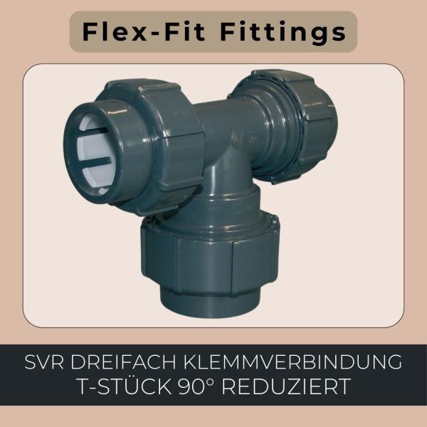 Flex-Fit T-Stück reduziert, dreifache Klemmverbindung